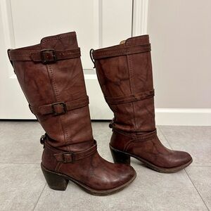 Frye Carmen Dark Brown Heeled Boots